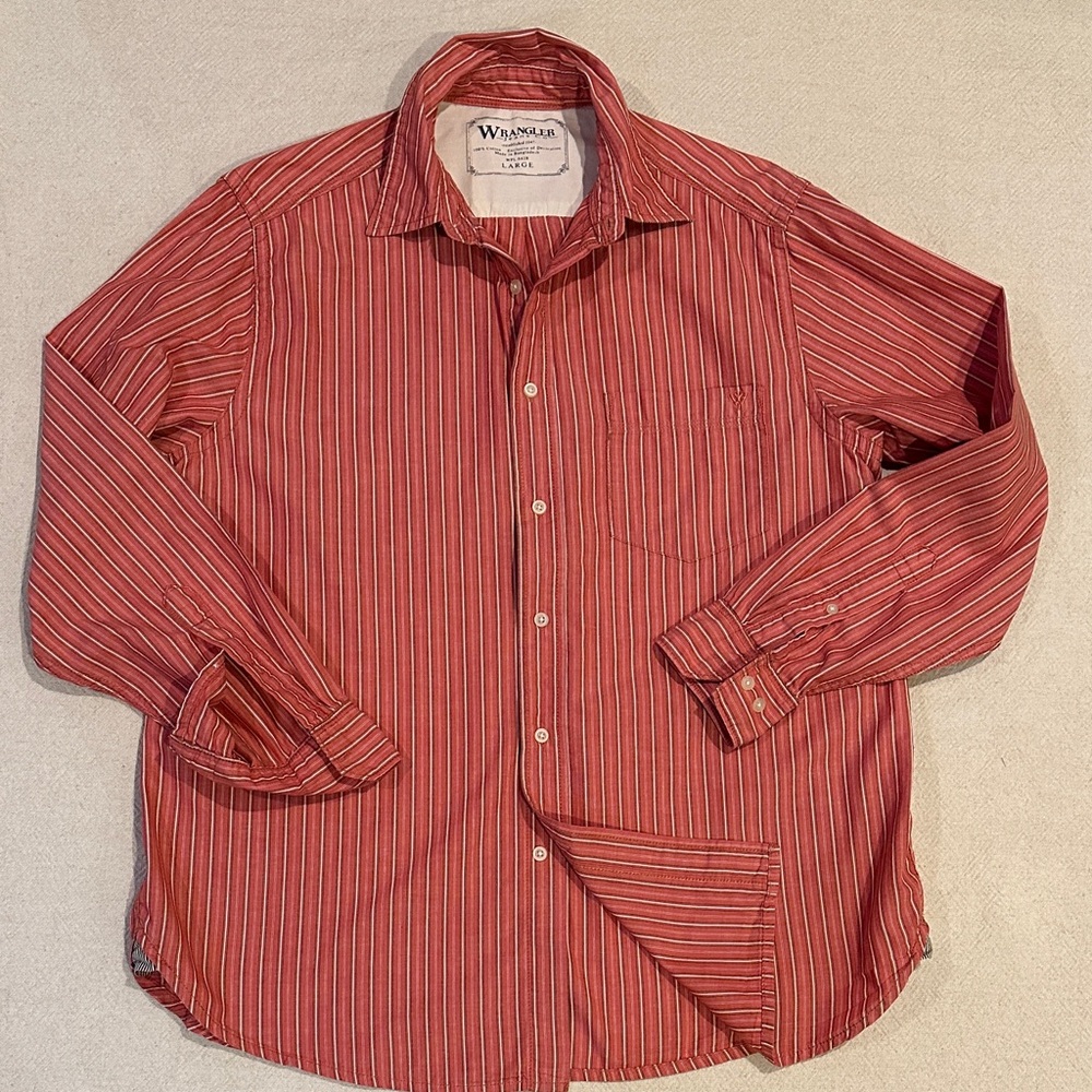 Wrangler Men's Striped Button Down Shirt L